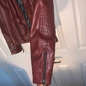Burgundy faux leather jacket